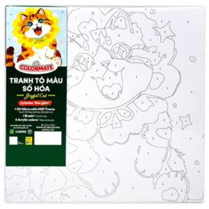 Tranh Tô Màu Số Hóa Joyful Cat 20x20cm
