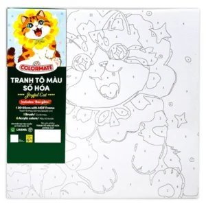 Tranh Tô Màu Số Hóa Joyful Cat 20x20cm