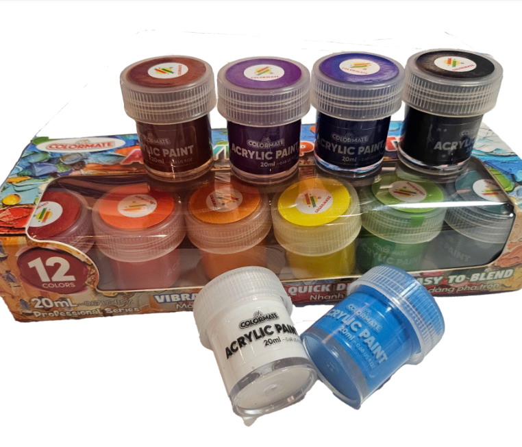 12 chai màu vẽ Acrylic 20ml