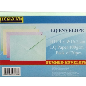 Bao thư màu có keo Toppoint 11.4x16.2cm - lục (20 cái/xấp)