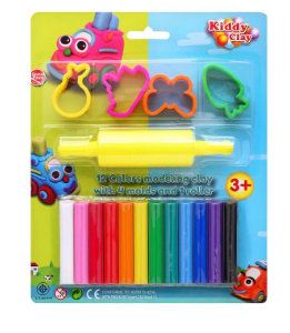 Đất nặn Kiddy Clay 12M + 4 khuôn + cây lăn ST-200-12+4SM/R