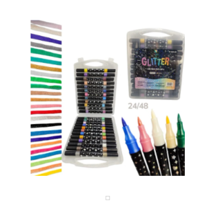 Bộ Bút màu acrylic kim tuyến 12 màu/bộ, kt 1 cái 12cm+/-10%, không hiệu, nsx:Shantou New Starlight Plastics Co., Ltd. mới 100%